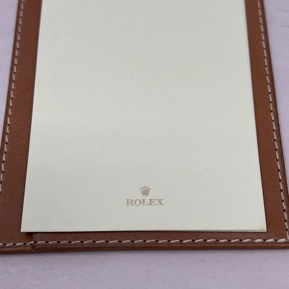 Rolex Tan Leather Notepad Holder w/Paper and Box